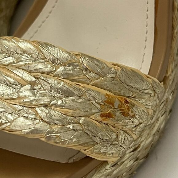 Anne Klein Lina Espadrille Wedge Shoes Women’s‎ 10 Gold Woven Metallic Designer - Picture 15 of 16